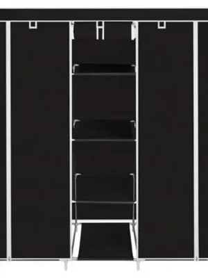 Ověřený Textilní přenosná šatní skříň černá - 130 x 45 x 175 cm