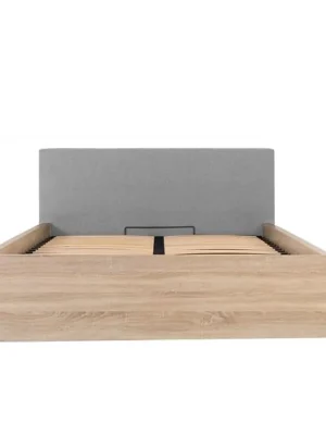 Akční Nabídka Postel s čalouněným čelem Tetrix 160 cm + rošt, dub sonoma/šedá