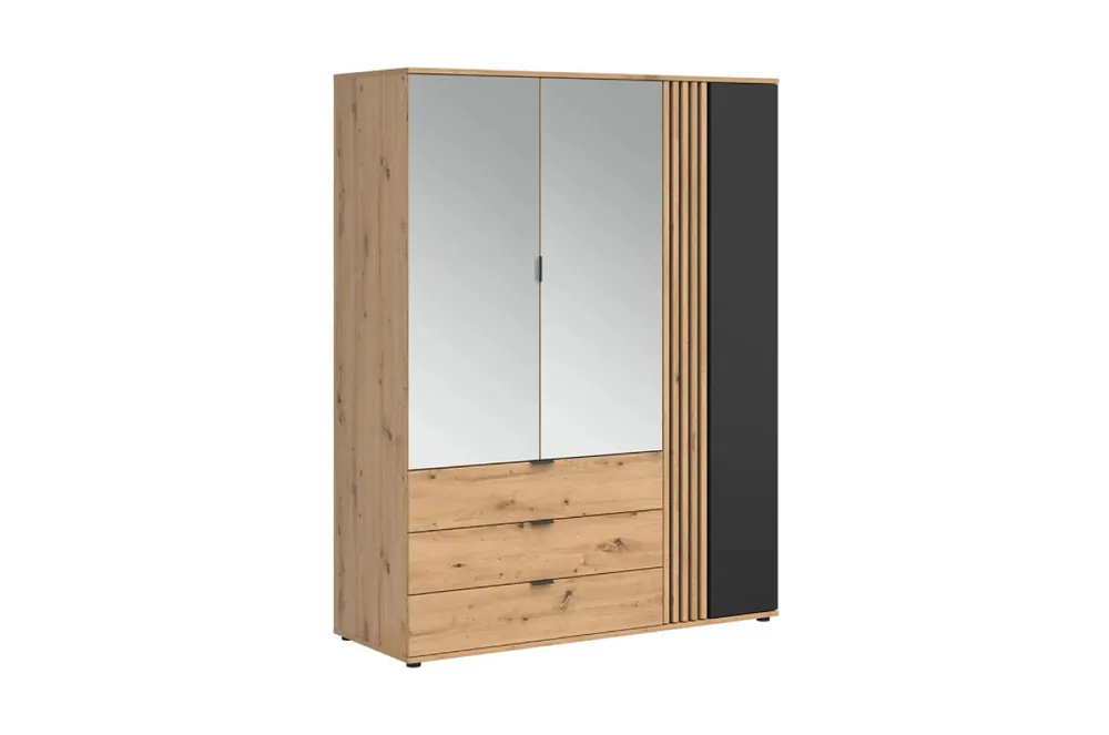 Aktuální Šatní skříň Vabres SZF1D2M3S, dub artisan/černá