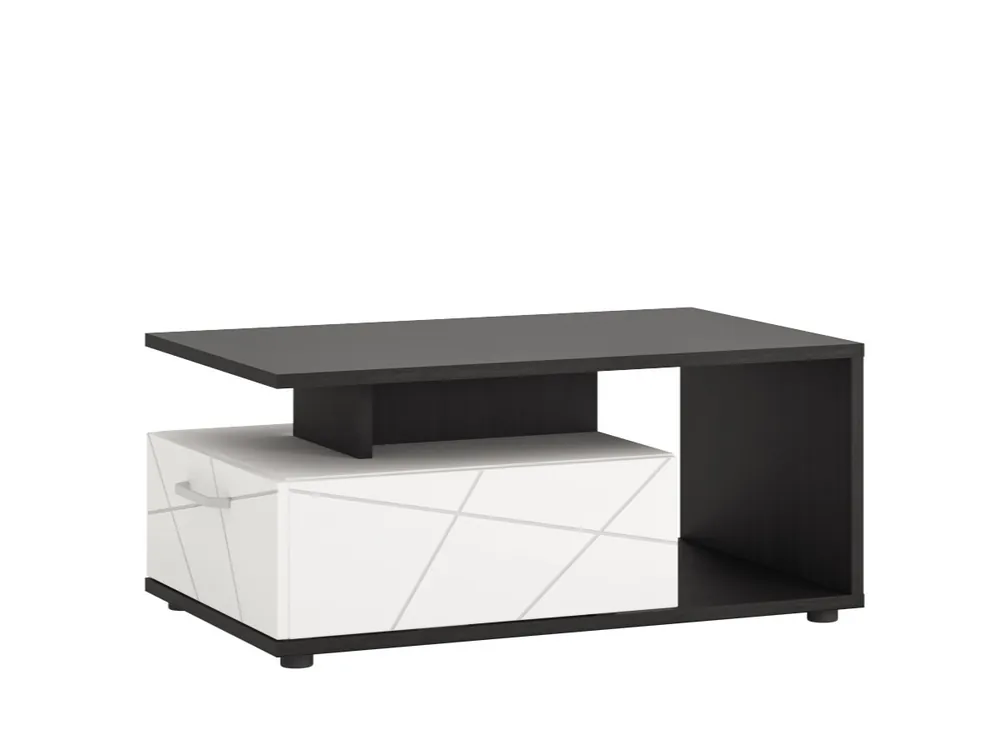Konferenční stolek Velkom T01, bílá alpská/dub černý/bílá lesk Speciální Cena