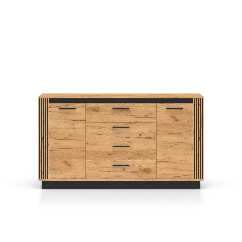 Komoda Odessa 06, dub craft zlatý/černá Nejlepší Volba