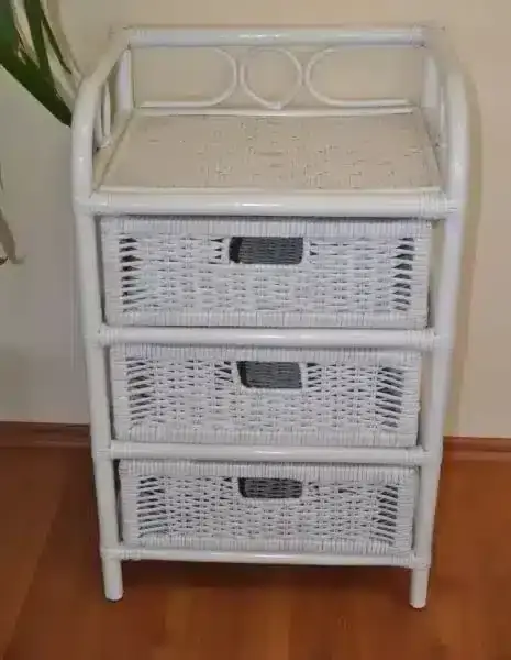 Ratanová komoda 3 zásuvky - bílá Must-Have