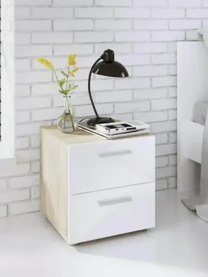 Bezpečná Platba Noční stolek Pedro 070 oak/bílý lesk