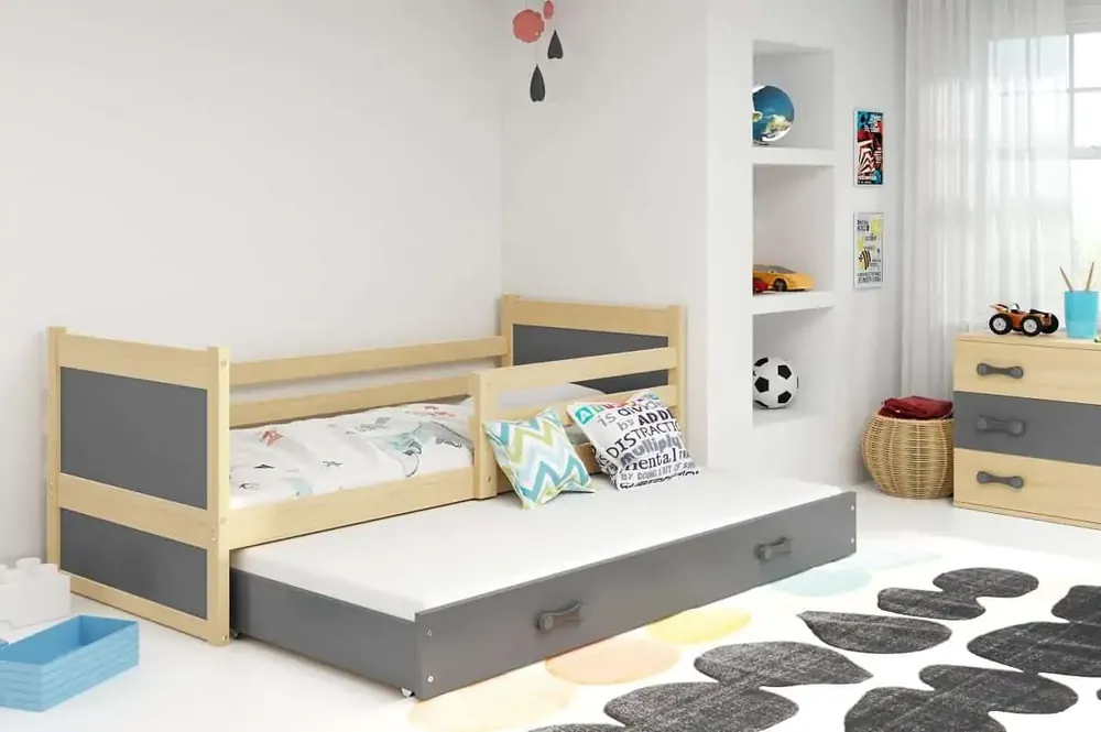 Nejprodávanější Postel s přistýlkou Riky II 90x200 borovice/grafit