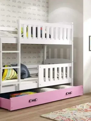 Finální Výprodej Patrová postel Kuba bílá/růžová