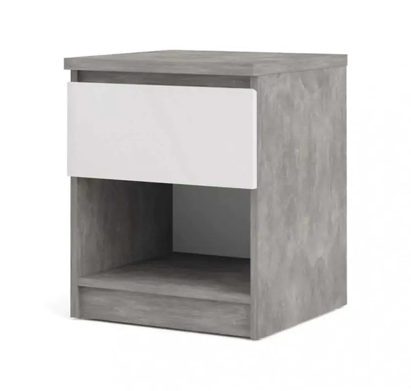 Noční stolek Simplicity 238 beton/bílý lesk Nejlepší Volba