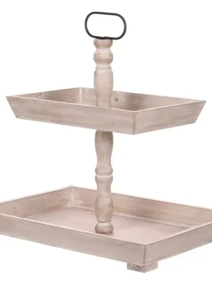 Zlevněný Etažér 2 patrový, dřevěný LD-0354