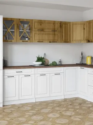 Rohová kuchyňská linka Simea artisan/bílá MAT Výhodná Nabídka