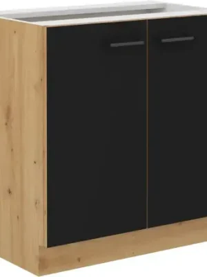Kuchyňská skříňka Molly 80 D 2F BB černá/dub artisan Vrácení Zdarma