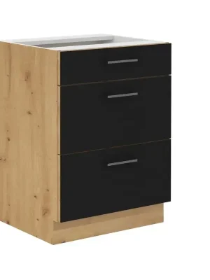 Kuchyňská skříňka Molly 60 D 3S BB černá/dub artisan Originální