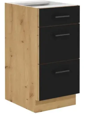 Kuchyňská skříňka Molly 40 D 3S BB černá/dub artisan Super Cena