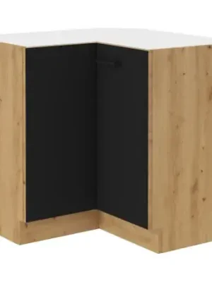Akce Rohová kuchyňská skříňka Molly 90x90 ND 2F BB černá/dub artisan