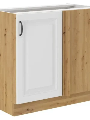 Sezónní Sleva Rohová spodní kuchyňská skříňka Stipe 105-DN-1F-BB bílá/dub artisan