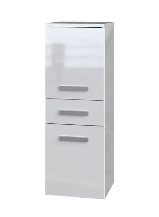 Koupelnová skříňka Noeli V 2D1S bílá/bílý lesk Nejlepší Volba